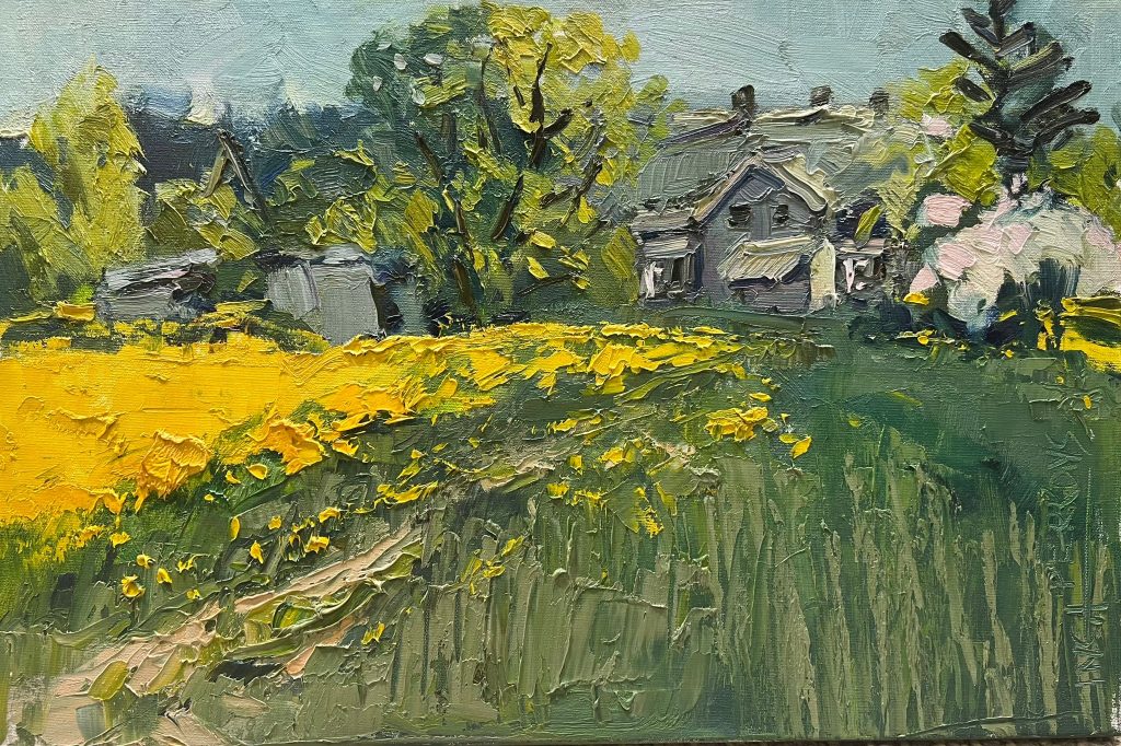 Rapsfeld. Ländliche Landschaft